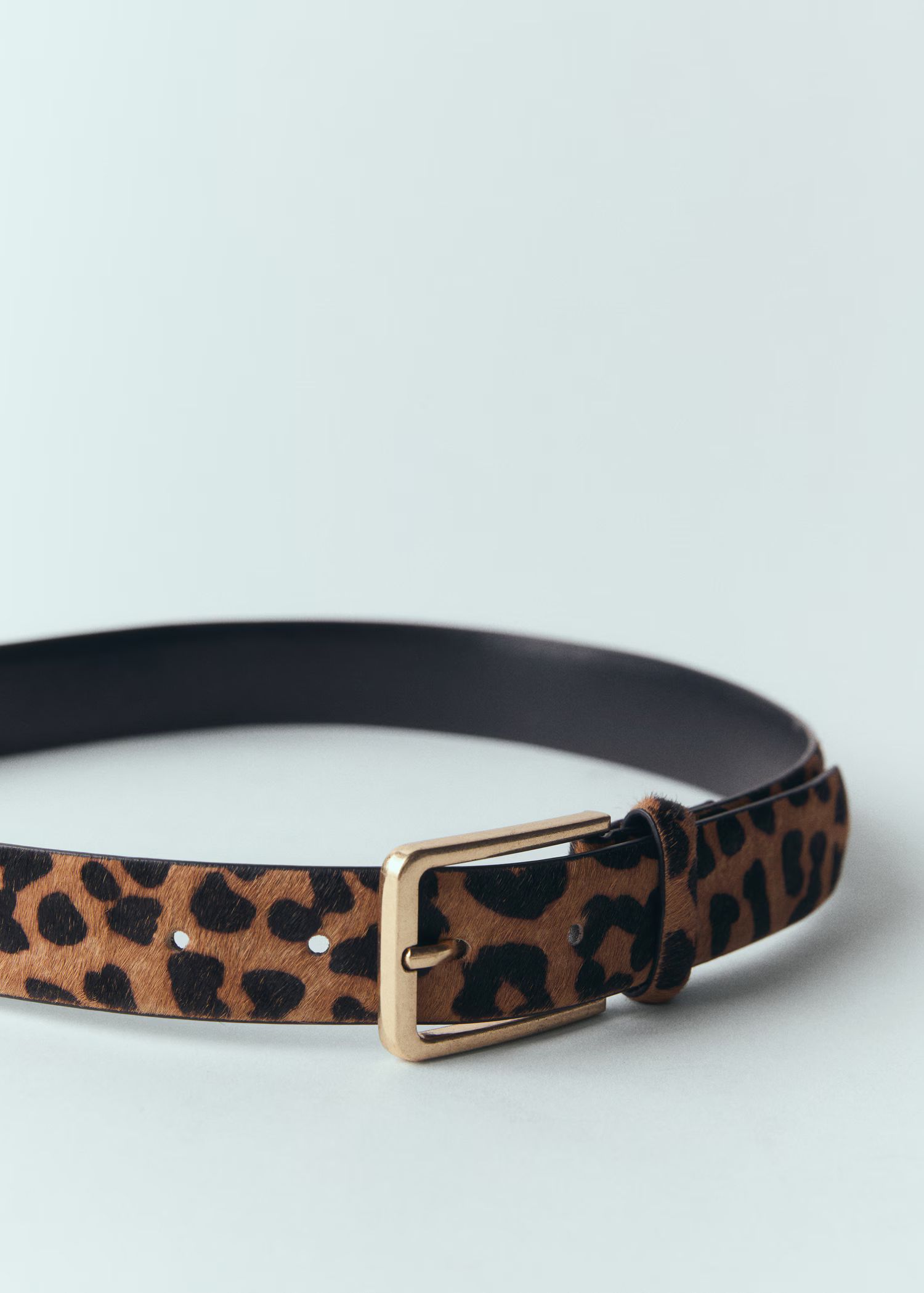 Leopard-print leather belt - Woman | MANGO USA | MANGO (US)