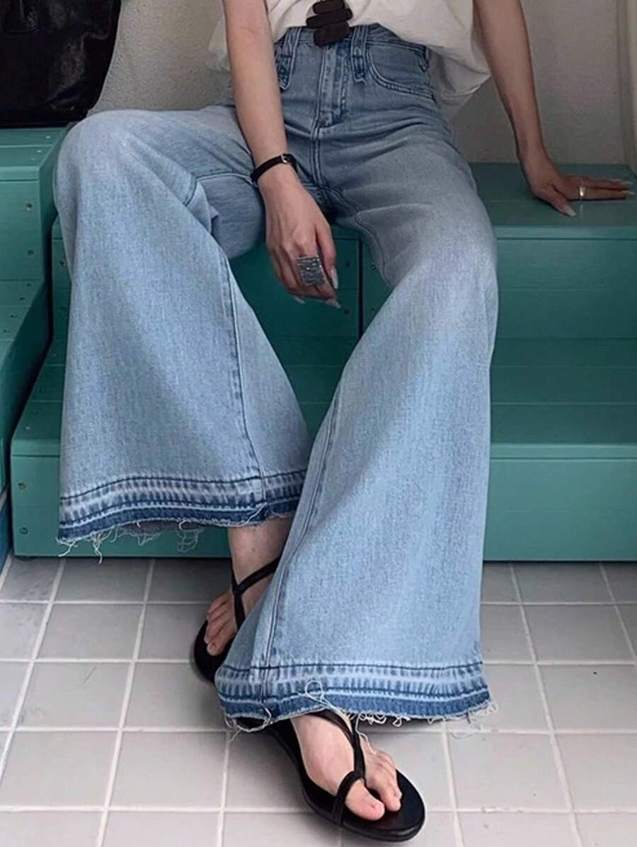 DAZY Women's Casual Washed Low Waist Wide Leg Jeans | SHEIN