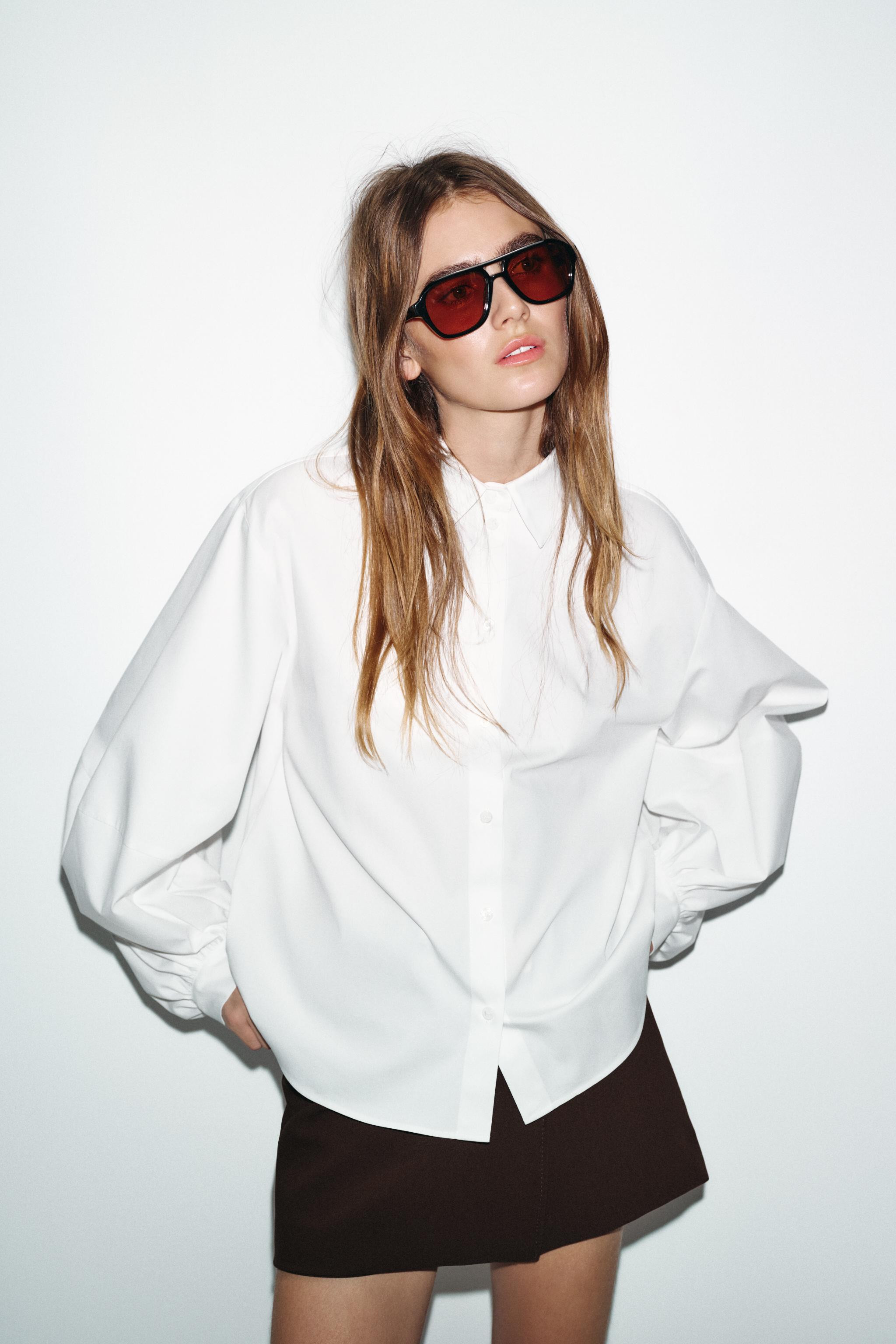 PUFF SLEEVE POPLIN SHIRT | Zara US