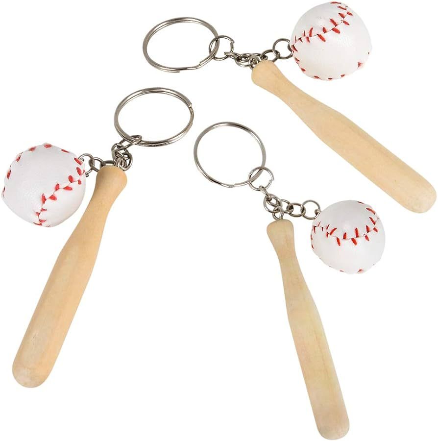 Baseball & Wooden Bat Keychains, 3-Inch, Pack of 12 | Amazon (US)