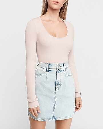Super High Waisted Denim Skirt | Express