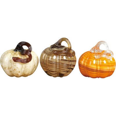 Transpac Glass Autumn Pumpkin Set of 3 Decorative Objects for Fall Home Decor | Target