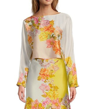 Antonio Melani Coordinating Blyss Floral Print Boat Neck Long Sleeve Blouse | Dillard's | Dillard's