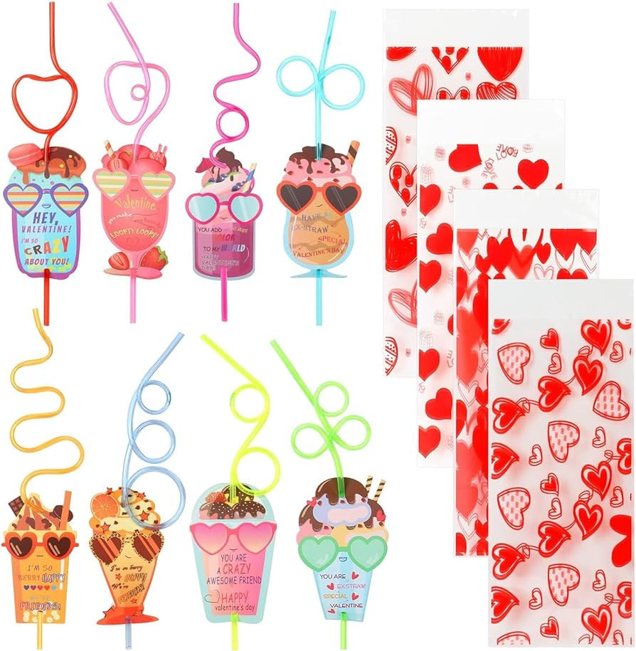 JELMOK Valentines Day Cards for Kids School, 32 Set Valentine Day Gifts Exchange Cards Crazy Stra... | Amazon (US)