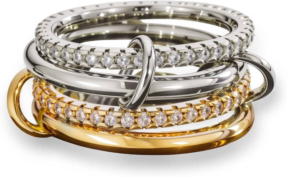 Gold Stackable Rings for Women Non Tarnish, Dainty Stackable 18k Gold Plated CZ Cubic Zirconia Ri... | Amazon (US)