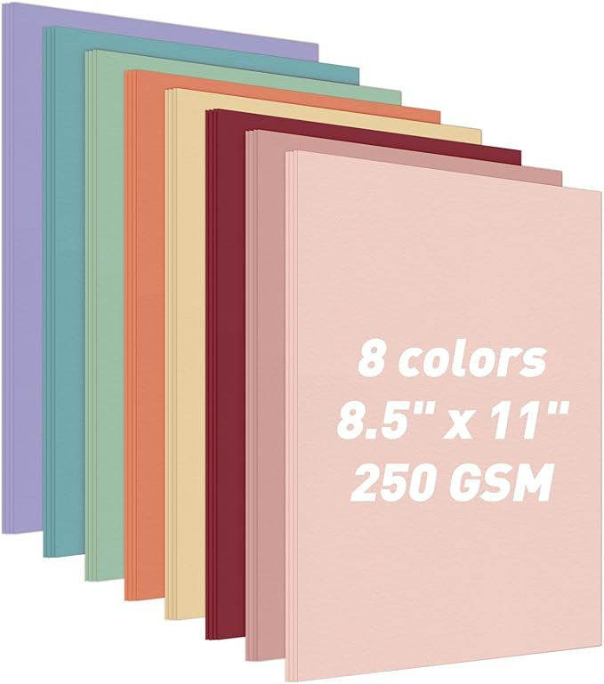 MAXECHO 8.5"x11" Colored Cardstock 32 Sheets, 250gsm/92lb Double-Sided Heavyweight Assorted Color... | Amazon (US)