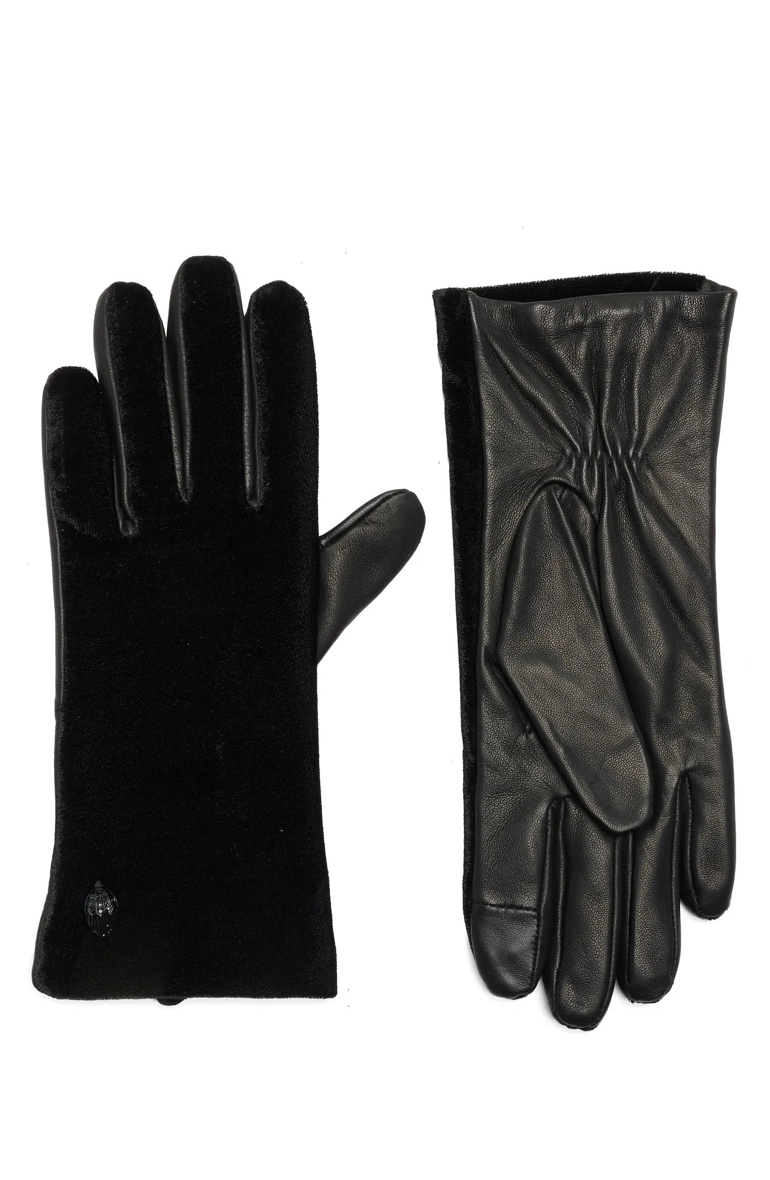 Kurt Geiger London Velvet & Leather Gloves | Nordstromrack | Nordstrom Rack