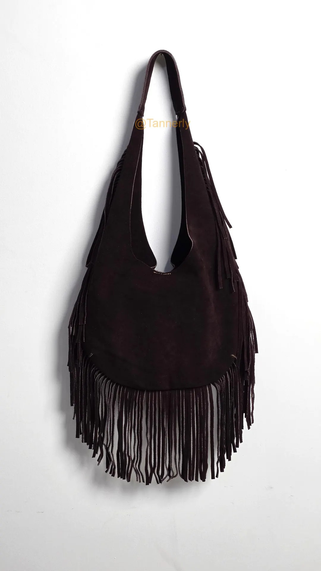 Handmade Suede Fringe Bag – Dark Brown Boho Hobo Shoulder Purse | Western Style Leather Handbag... | Etsy (US)