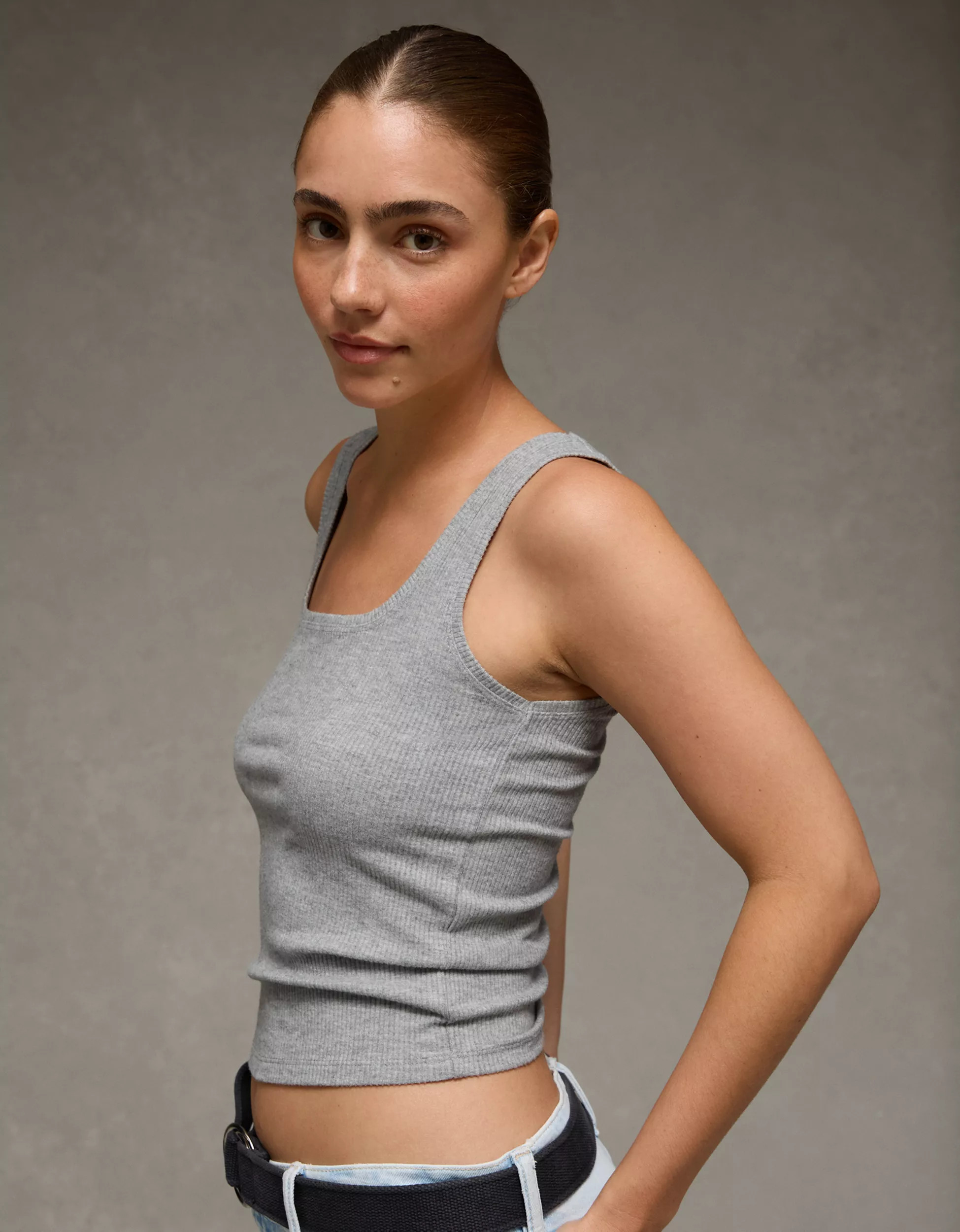 AE Square Neck Plush Tank Top | American Eagle Outfitters (US & CA)