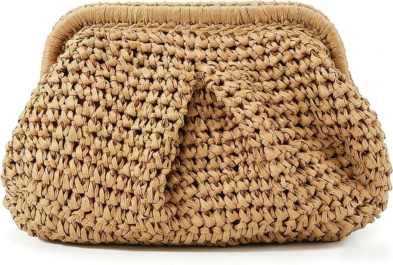 Straw Purse for Women, Beach Bag Summer Woven Clutch Purses, Cloud Crossbody Shoulder Bags Spring... | Amazon (US)