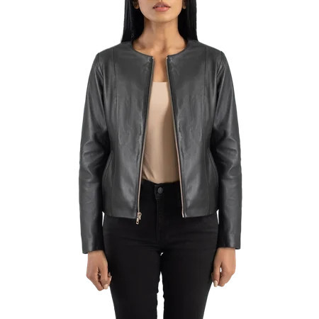 Luis Leather Womens Black Leather Jackets Fall Fashion Motorcycle Jacket Winter Outfits Clothes X-Small | Walmart (US)
