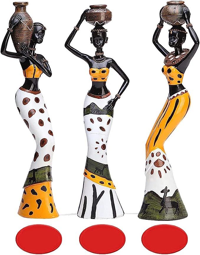 3 Pack African Sculpture,7.5" Women Figure Girls Tribal Lady Figurine Statue Decor Collectible Ar... | Amazon (US)