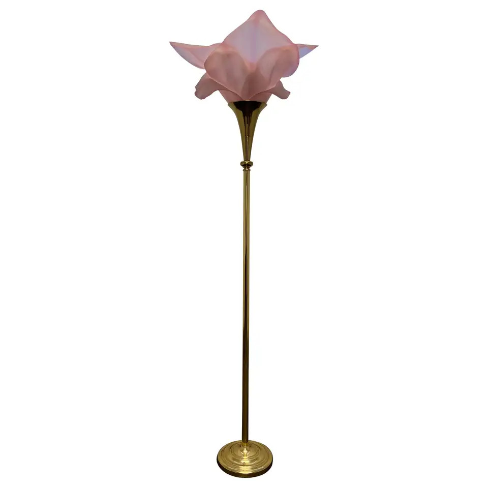 Vintage Rougier Style Acrylic Flower Brass Floor Lamp | 1stDibs