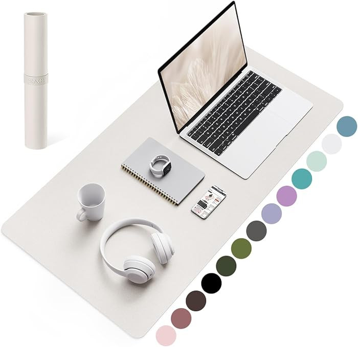 YSAGi Non-Slip Leather Desk Pad, Waterproof Laptop Computer Desk Keyboard Mat, Table Protector Bl... | Amazon (US)