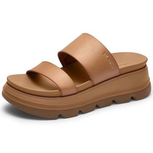 Vilanva Women's platform sandals Light brown Size 8 | Amazon (US)