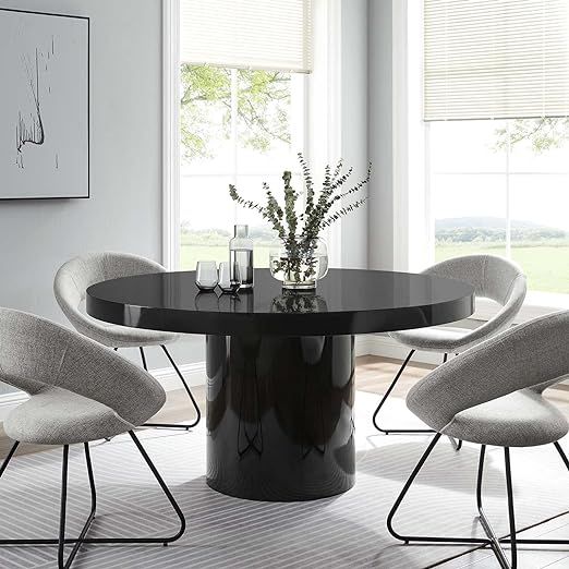 Modway Gratify 60" Round Dining Table in Black | Amazon (US)