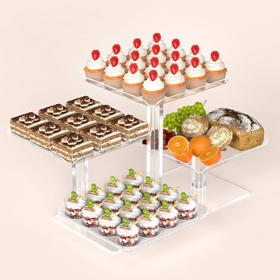 4 Tier Cupcake Stand, Acrylic Dessert Tree Tower Display Holder for Wedding Birthday Party Candy ... | Amazon (US)