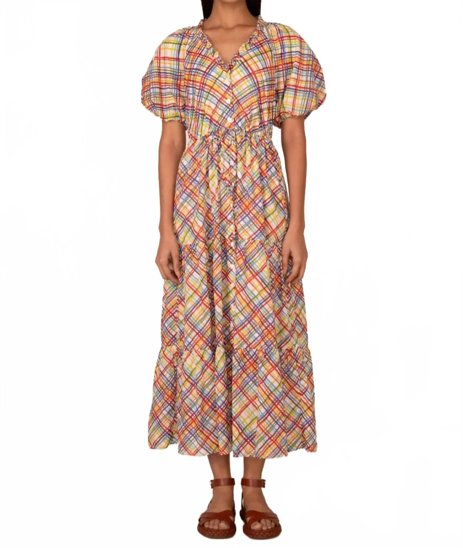 Poppy Midi Dress In Rainbow Hibiscus | Shop Simon