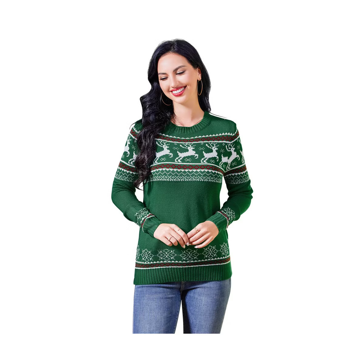 Women's Christmas Sweaters 2025 Ugly Christmas Sweater Reindeer Pullover Sweaters Festive Sweater... | Target