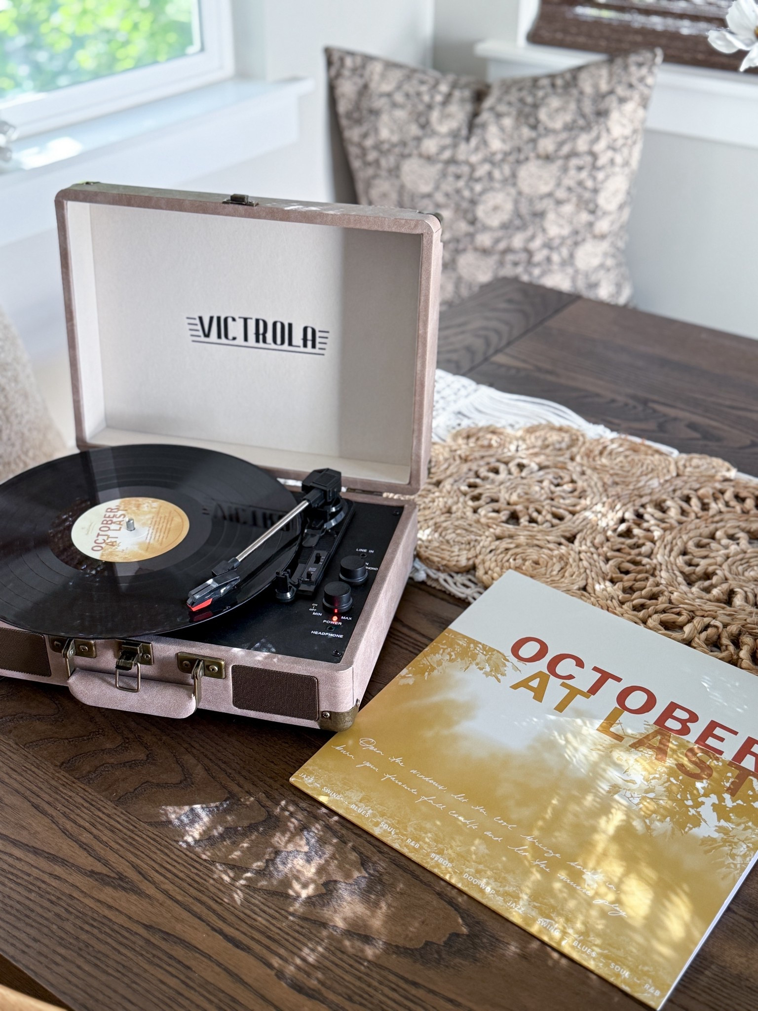 If you’ve been wanting to romanticize your fall mornings… this is it! My little Victrola record player is portable, affordable, & just cute. We have been playing this October At Last vinyl is full of classics we all know & love. It’s just the kind of dancing in the kitchen energy your home needs.

victrola portable record player - record player - fall record player setup - cozy fall music - october at last vinyl - neutral vinyl collection - cozy home music - vinyl for fall - record player home aesthetic - everyday vinyl favorites

#LTKParties #LTKHome #LTKFamily