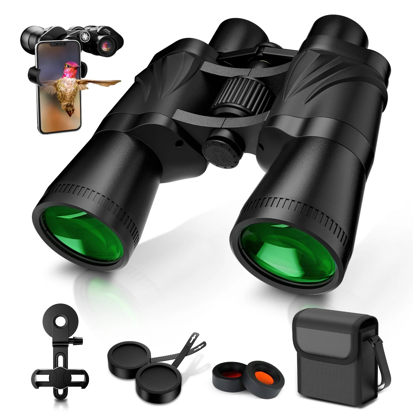 LAKWAR 20x50 Binoculars for Adults,HD Binoculars with Low Light Night Vision, Clear FMC BAK4 Pris... | Walmart (US)