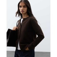 Autograph Pure Cashmere Crew Neck Button Front Cardigan Bitter Chocolate | Marks & Spencer (UK)