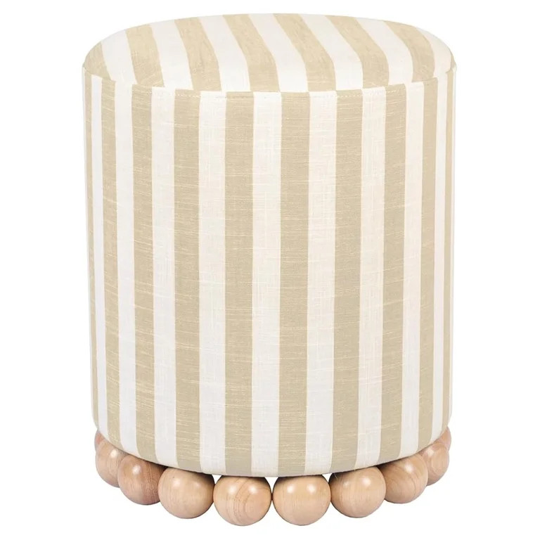 Dex Beige Striped Linen Ottoman | Walmart (US)