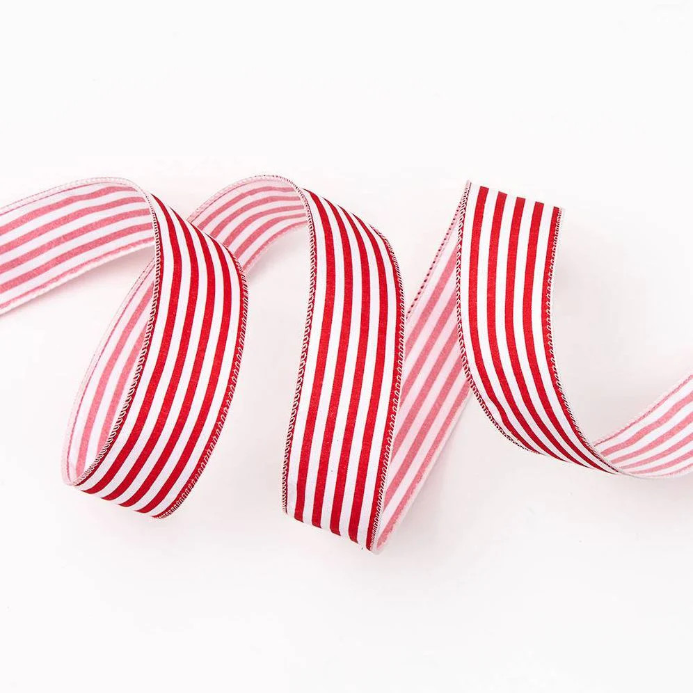 Wired Red Stripe Ribbon 1.5" 10 YD | Paper Source
