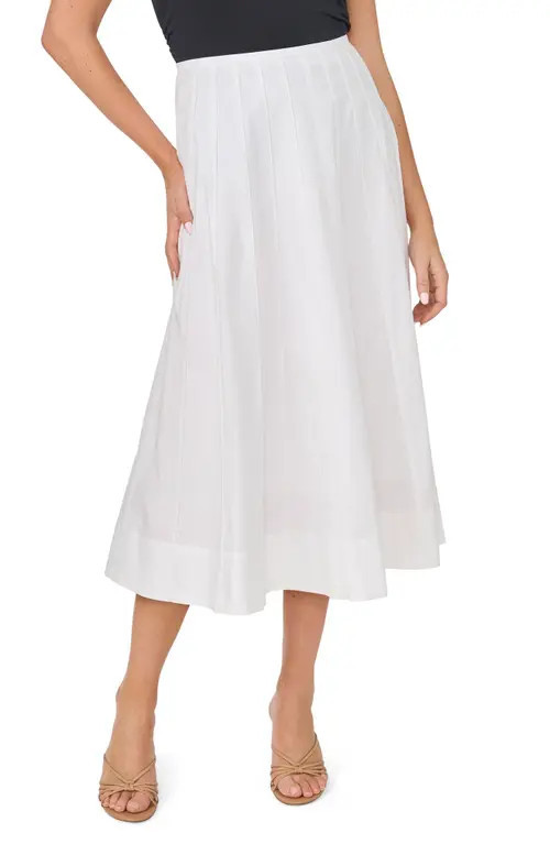 halogen(r) Pintuck Cotton Midi Skirt in Bright White at Nordstrom, Size 0 | Nordstrom
