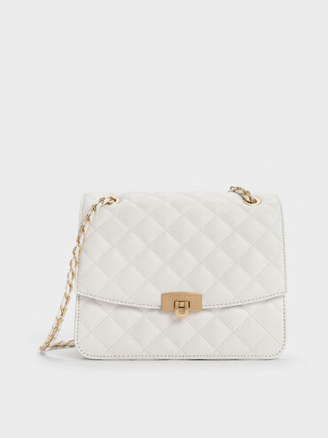 Quilted Chain Strap Bag
 - White | Charles & Keith UK