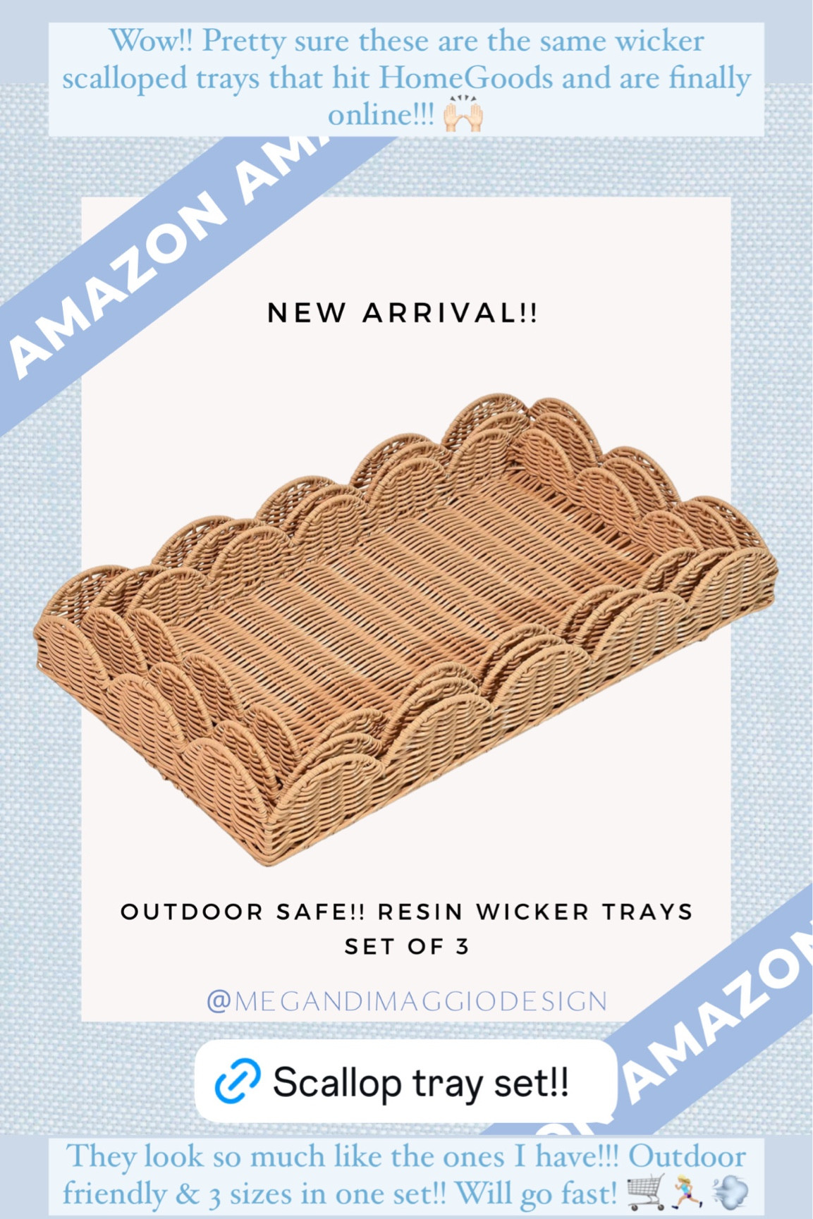 New arrival!!! These Serena & Lily look for less wicker scallop trays look identical to the ones we found in store at homegoods!! Sold in a set of 3 🙌🏻 and ship free!! Made with resin so they’re outdoor friendly. I use mine on my coffee table, on my kitchen counter & island, and on our outdoor cooler! ☀️

Will go fast so if you love, don’t wait to snag!! 🛒🏃🏼‍♀️💨

#LTKHome #LTKFindsUnder100 #LTKSeasonal