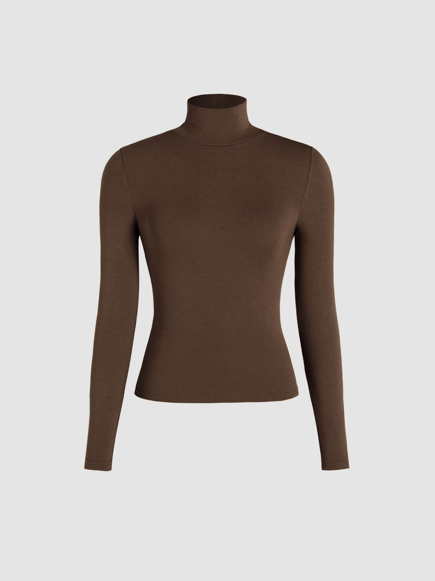 Solid High Neck Jersey Long Sleeve Tee | Cider