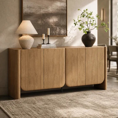 69.7" Curved Sideboard Buffet Cabinet with 4 Doors, Thickened Frame Modern Storage Cabinet with Adjustable Shelves | Wayfair North America