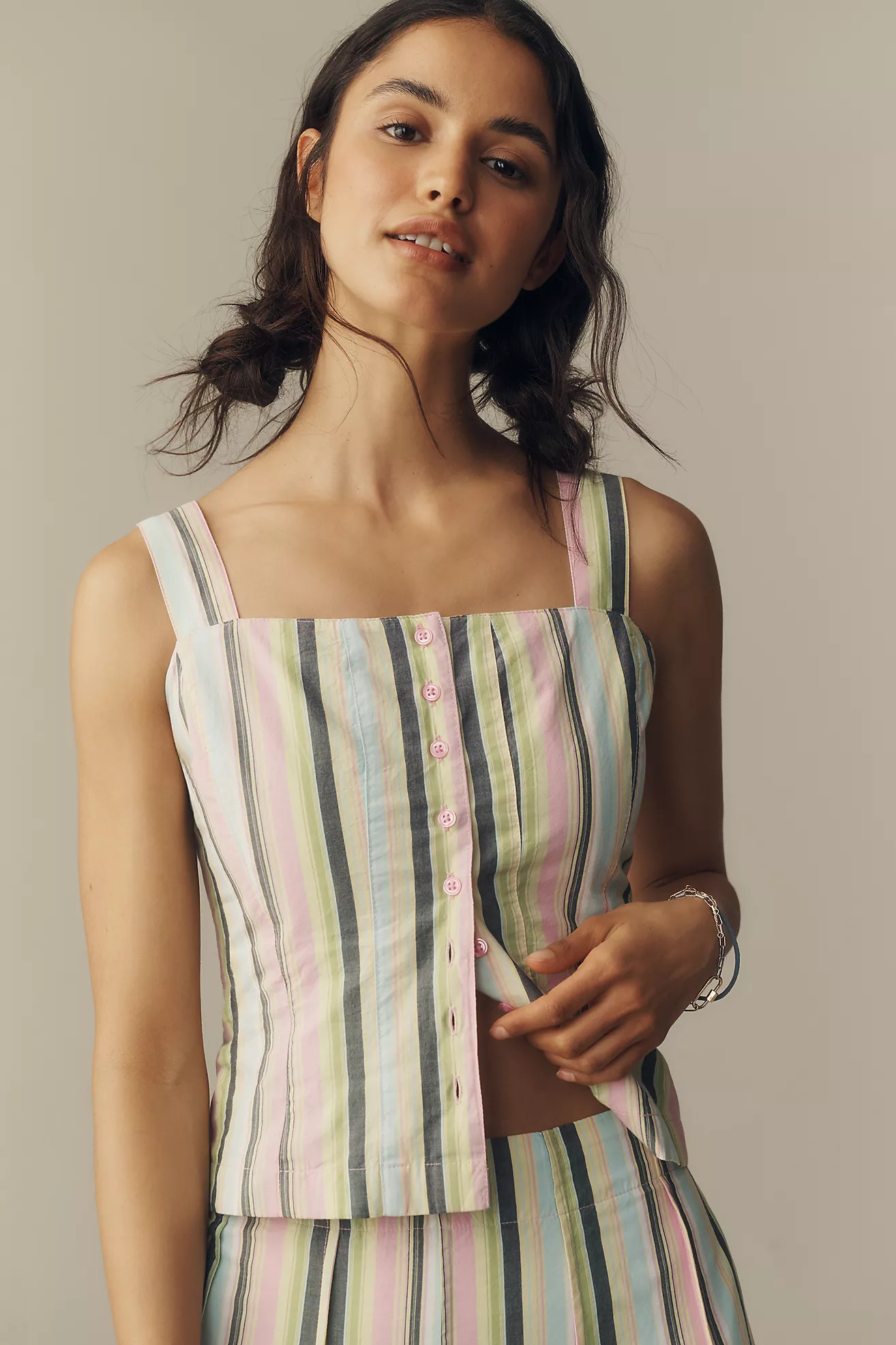 Maeve Cotton Sleeveless Crop Top | Anthropologie (US)