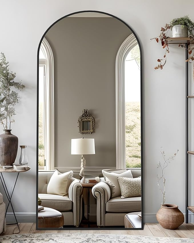 Full Length Mirror, 71"x32" Arched Floor Mirror Freestanding, Oversized Floor Standing Full Body ... | Amazon (US)