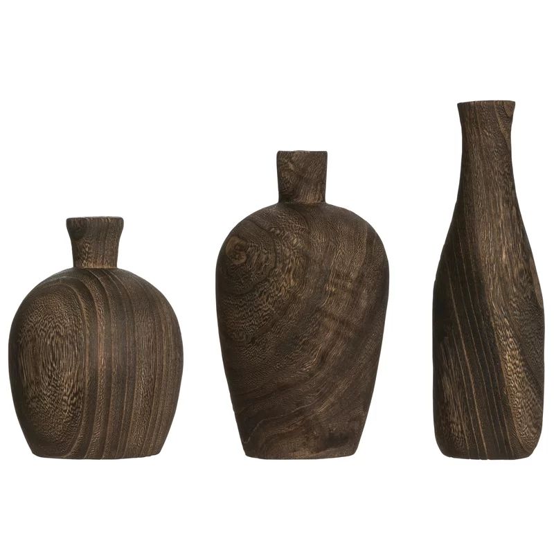 Weitzel Paulownia Wood 3 Piece Table Vase Set | Wayfair North America