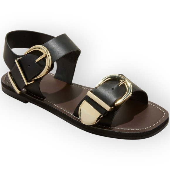 Universal Thread Black Sandals with Gold Buckles | Poshmark