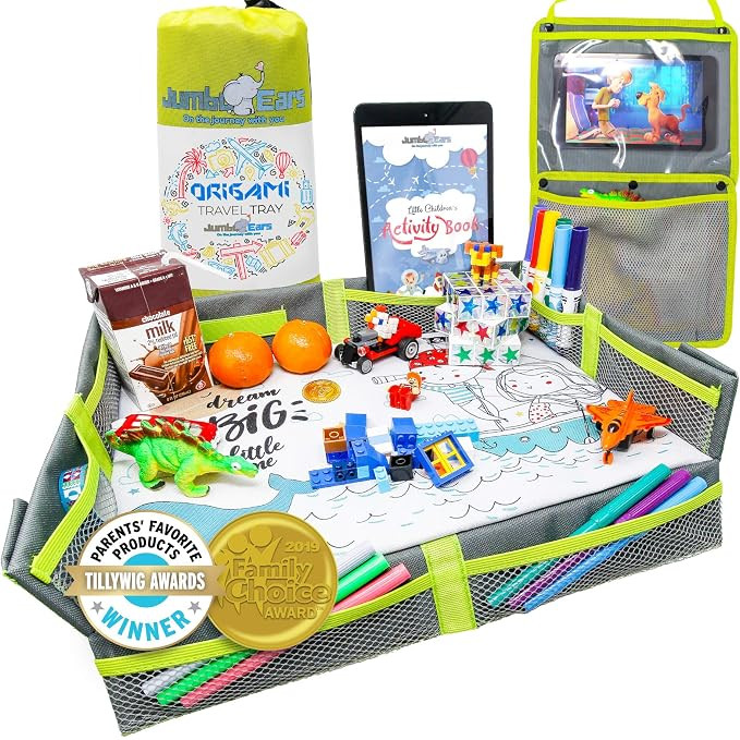 Origami Kids Travel Tray Placemat Cover -Gray- Foldable and Easy to Setup with Bonus Portable Mul... | Amazon (US)