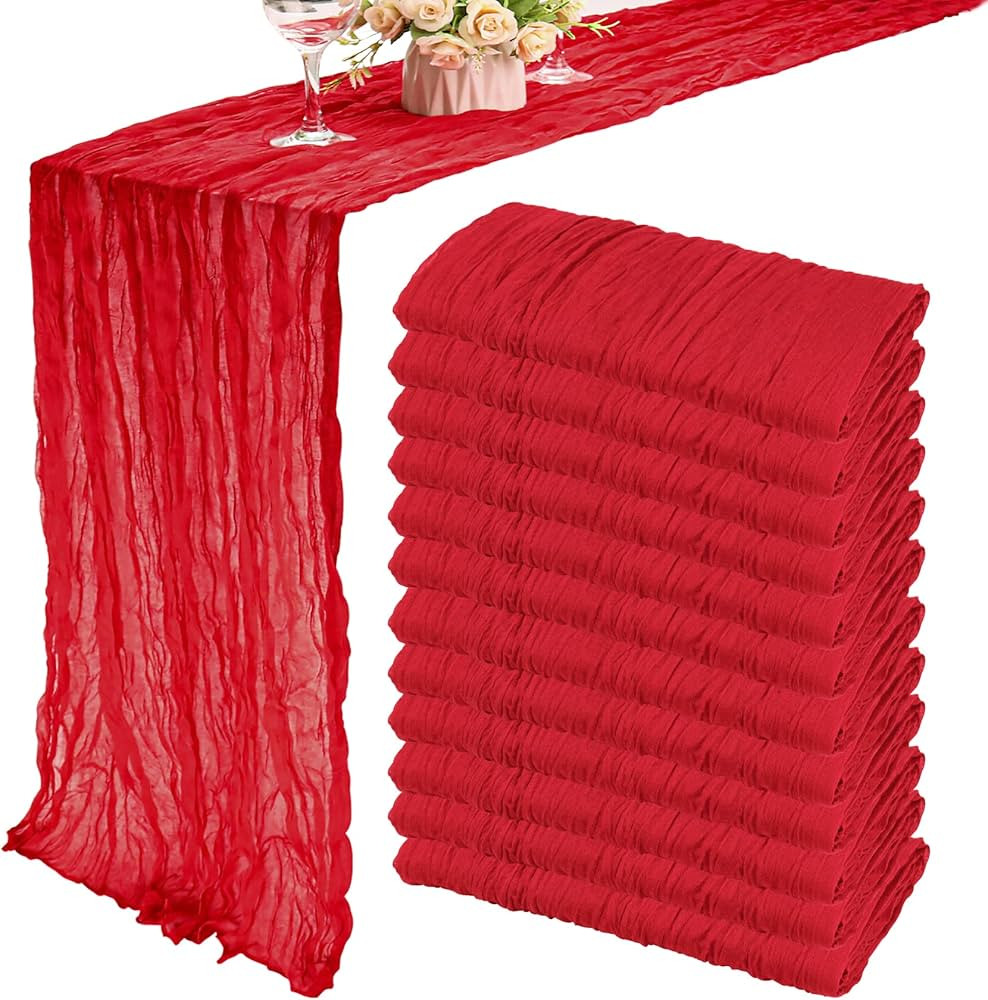 12 Pack Cheesecloth Table Runner 35x72 Inch Boho Gauze Table Runner Rustic Cheese Cloth Long Tabl... | Amazon (US)