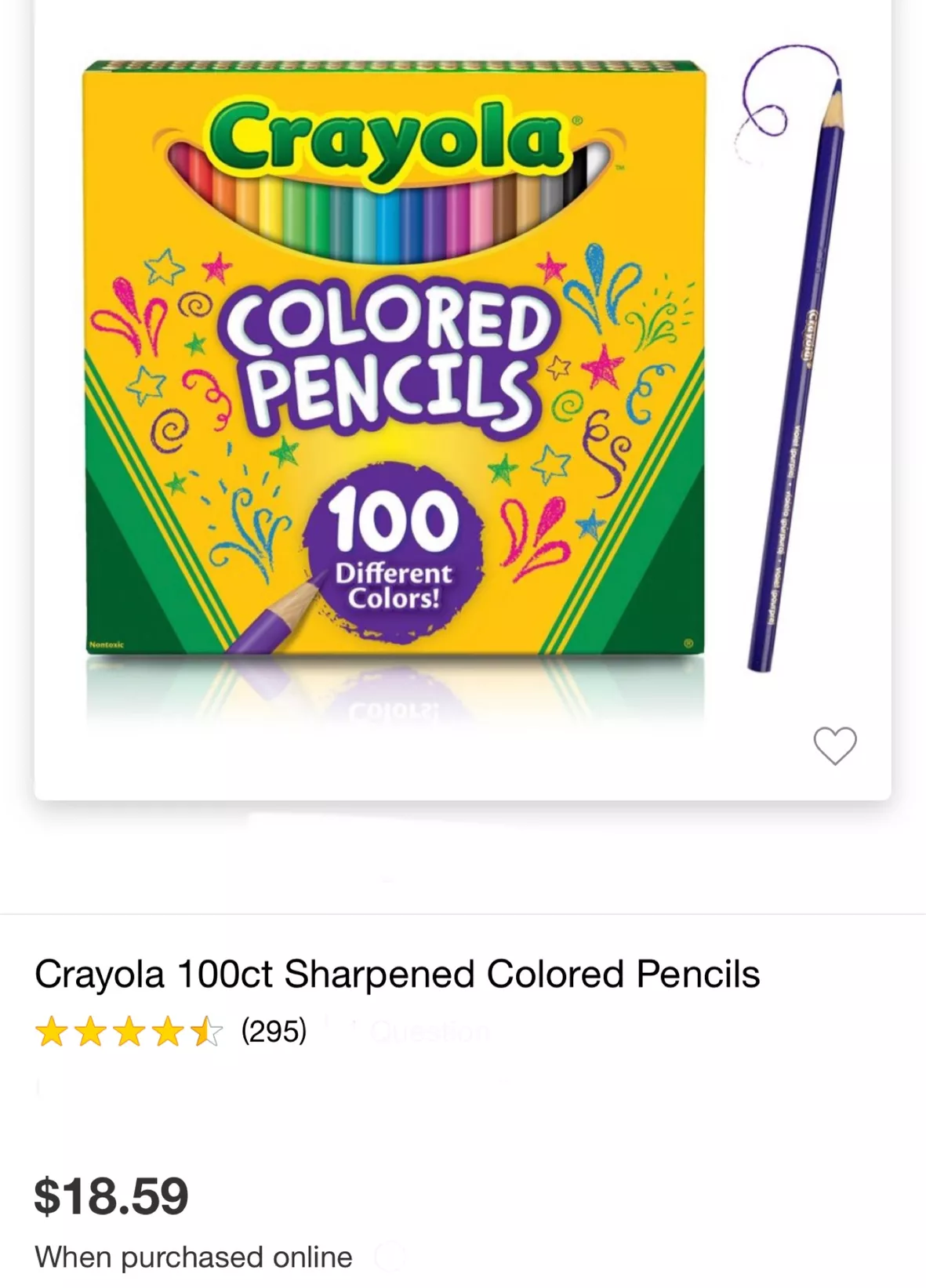 Crayola Colored Pencils Adult Coloring Set - 100 Count for sale