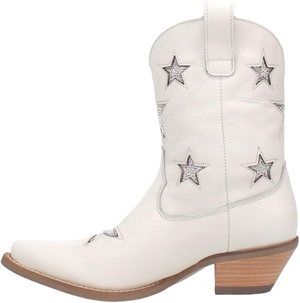 Dingo White Star Struck Shortie 7 inch Women's Almond Toe Western Boots DI582-WHITE | Amazon (US)