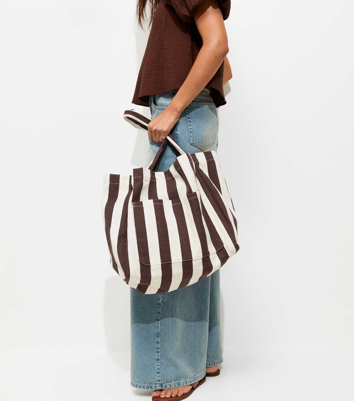 Brown Striped Slouchy Tote Bag | New Look | New Look (UK)