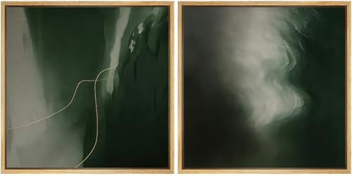 SIGNFORD Framed Canvas Print Wall Art Set Green Abstract Minimalist Modern Illustrations Modern Art Minimal Relax/Calm for Living Room, Bedroom, Office - 16"x16"x2 Natural | Amazon (US)