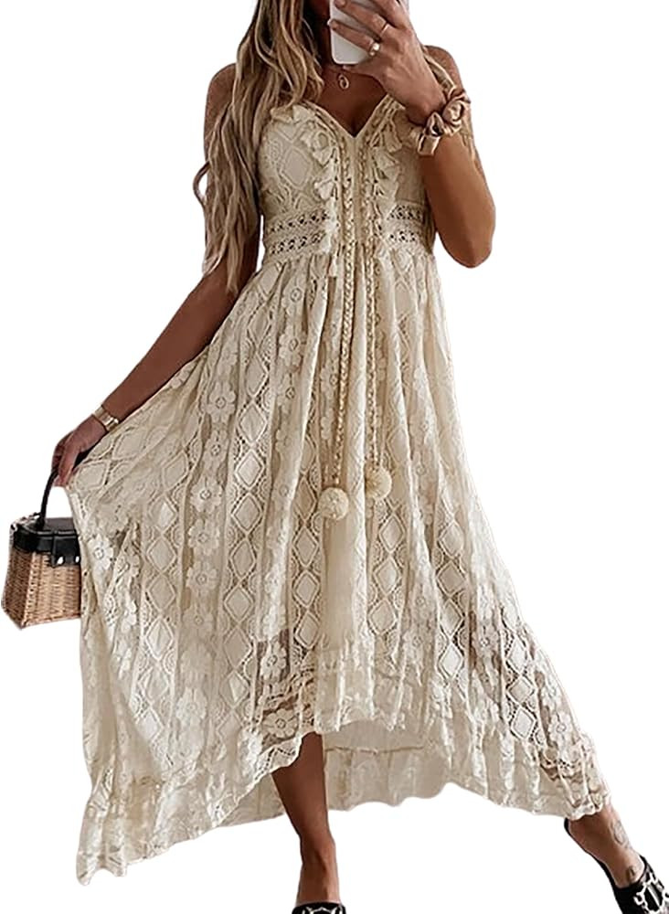 CUPSHE Womens Lace Summer Maxi Dresses 2026 Beach Wear | Amazon (US)