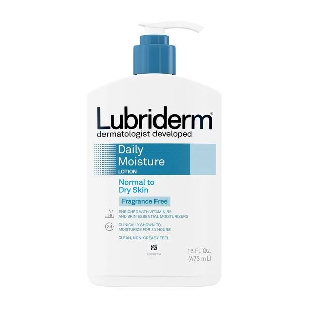 Lubriderm Daily Moisture Full Body Lotion, Fragrance-Free Moisturizer, 16 oz | Walmart (US)