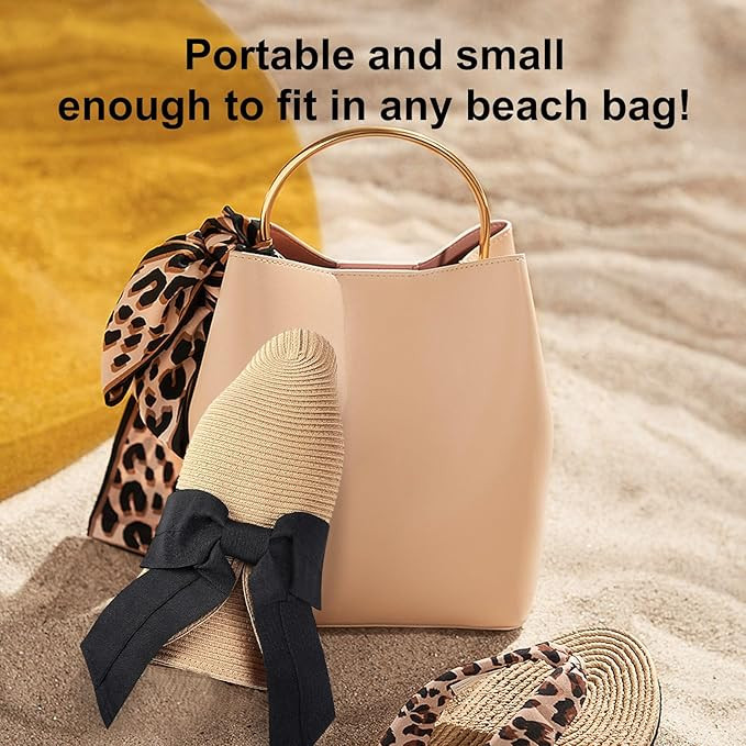 Women's Sun Visor Hats Wide Brim Straw Beach Hat Ponytail Hats for Women Foldable Floppy… | Amazon (US)