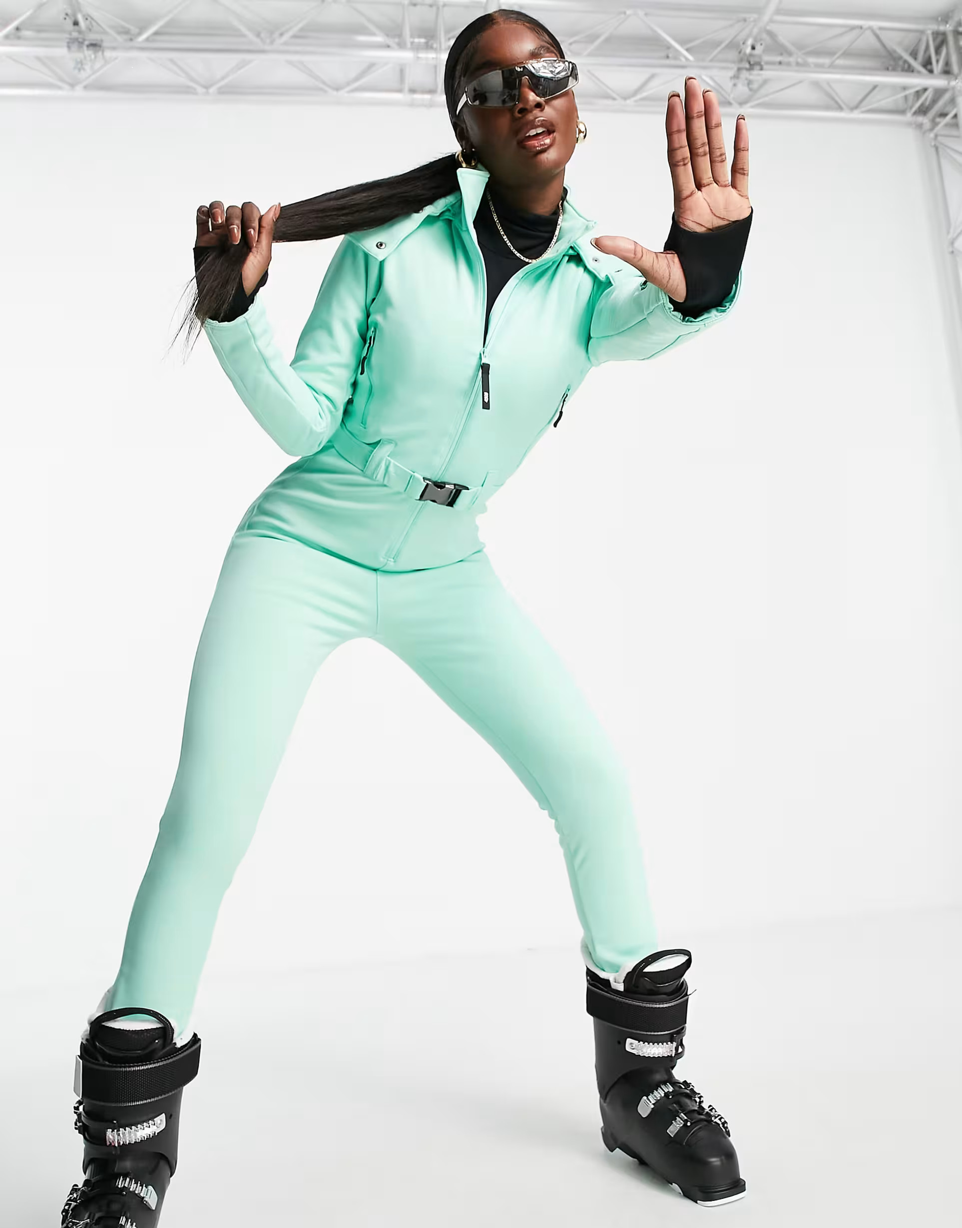 ASOS 4505 Tall ski suit with fitted belted & fur hood | ASOS (Global)