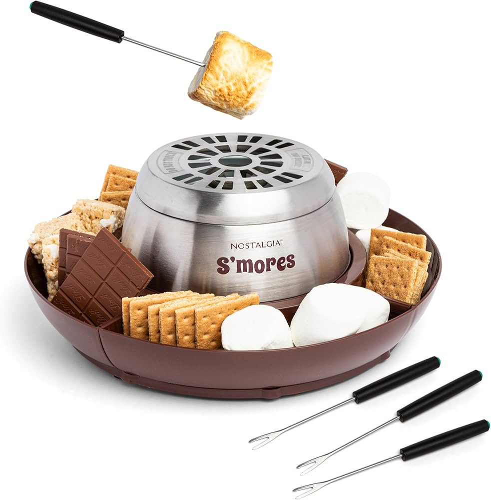 Nostalgia Tabletop Indoor Electric S'mores Maker - Smores Kit With Marshmallow Roasting Sticks an... | Amazon (US)