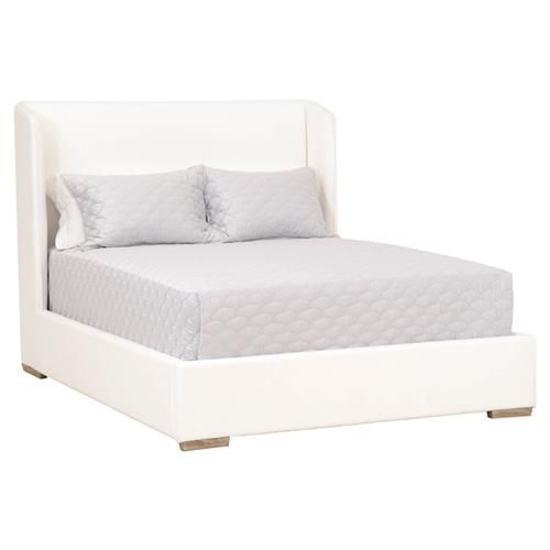 Sofia Modern Classic Pearl White Performance Oak Platform Bed - Queen | Kathy Kuo Home