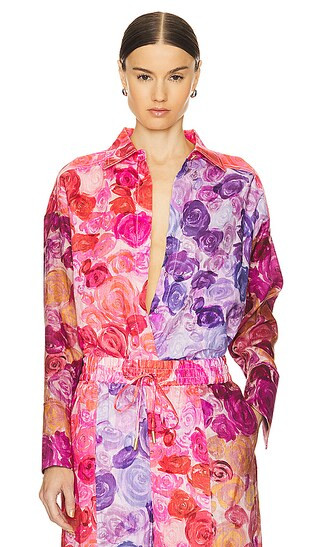Vision Oversized Linen Shirt in Kaleidoscopic Rose | Revolve Clothing (Global)